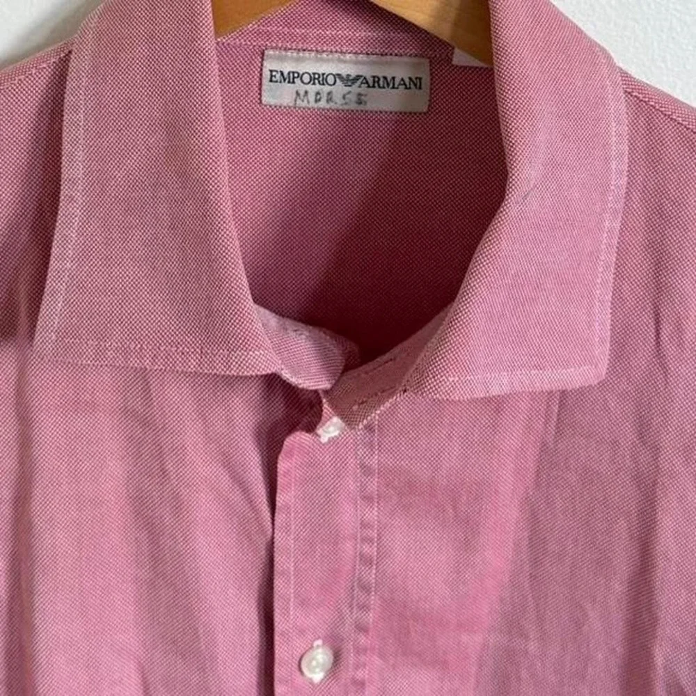 Emporio Armani Pink Button Up Shirt Mens Size 41 /16 Designer Dress Shirt Cotton
